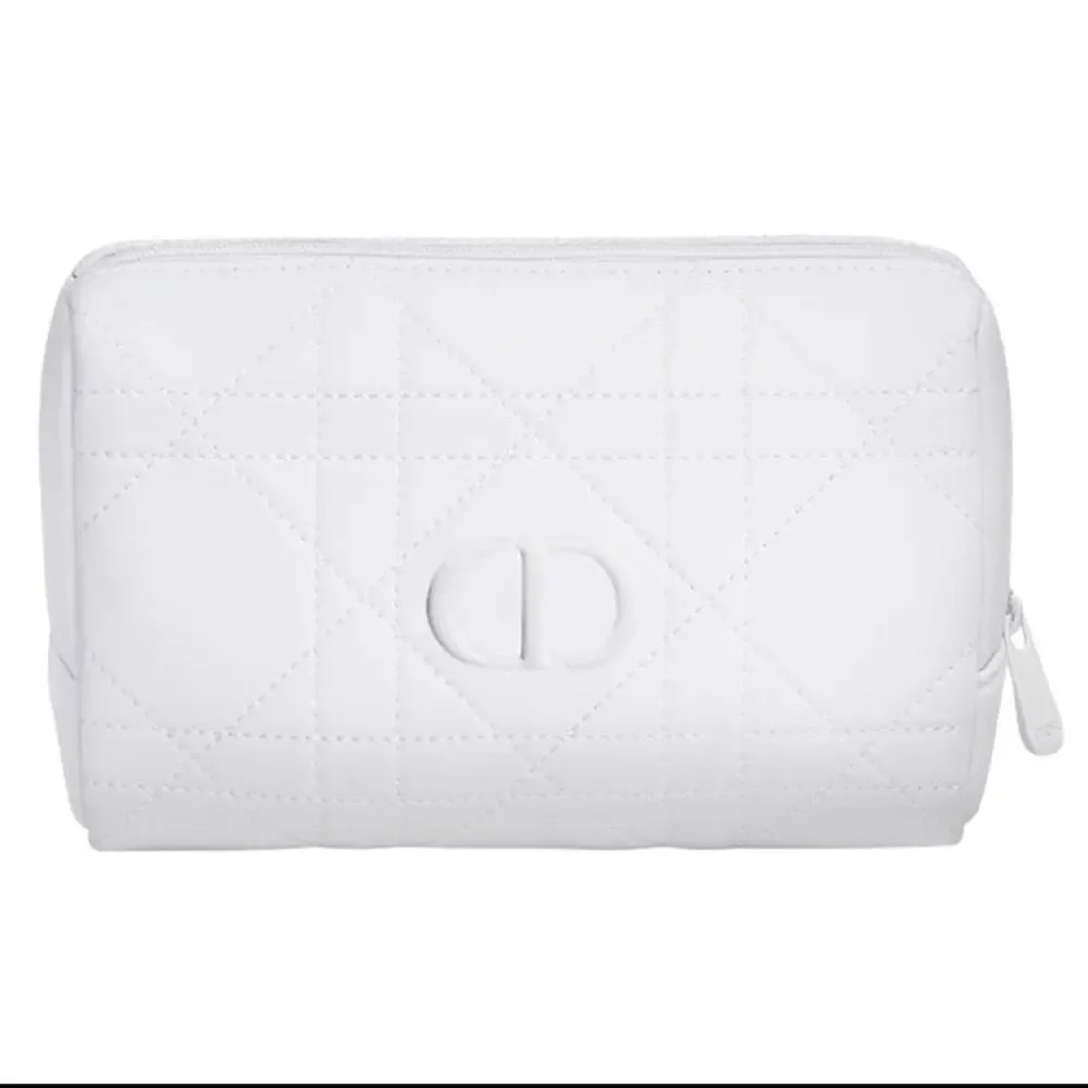Christian Dior Quilted Cosmetic Makeup Zipper Bag  Pouch Clutch - White
